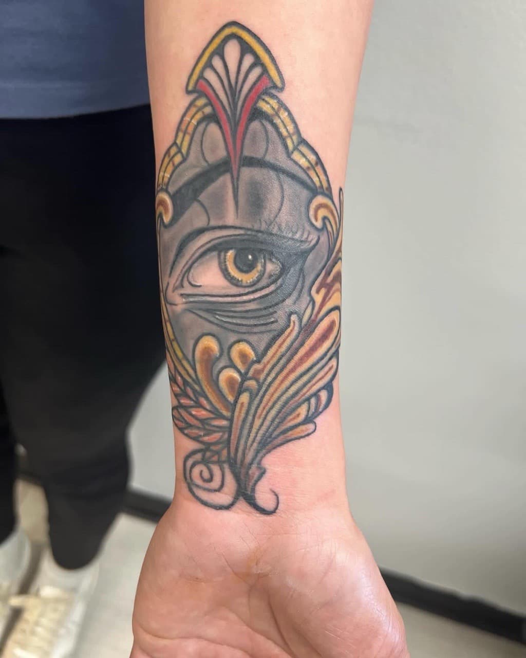 Neo-Traditional + Illustrative eye tattoo on Forearm by Bass on TattMe