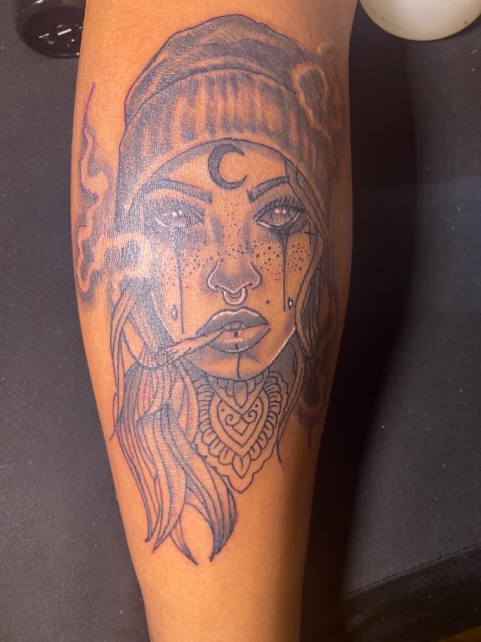 Black & Grey + Illustrative woman tattoo on Forearm by InkGuru_Sway on TattMe