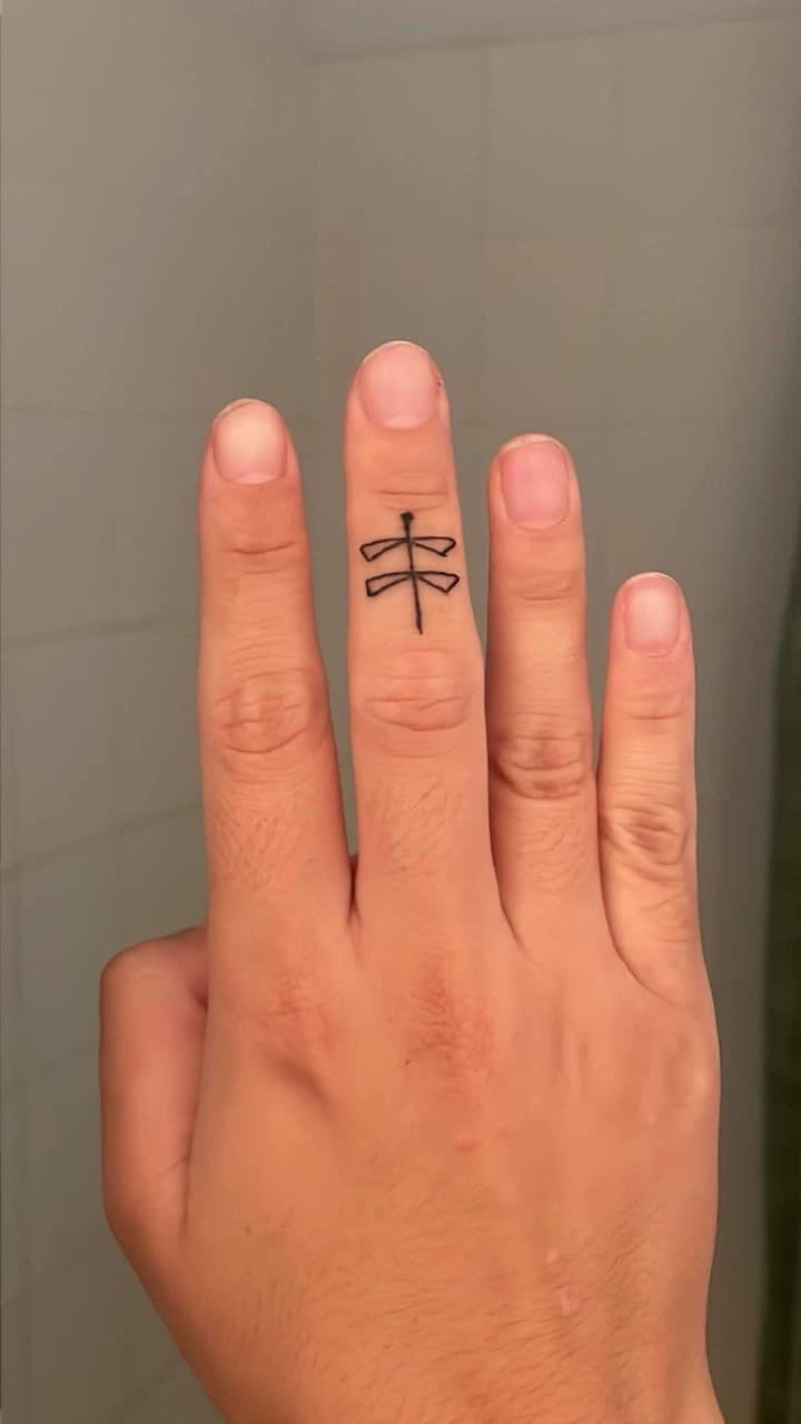 Fine Line + Minimalist dragonfly tattoo on Fingers by red_rock_designs on TattMe