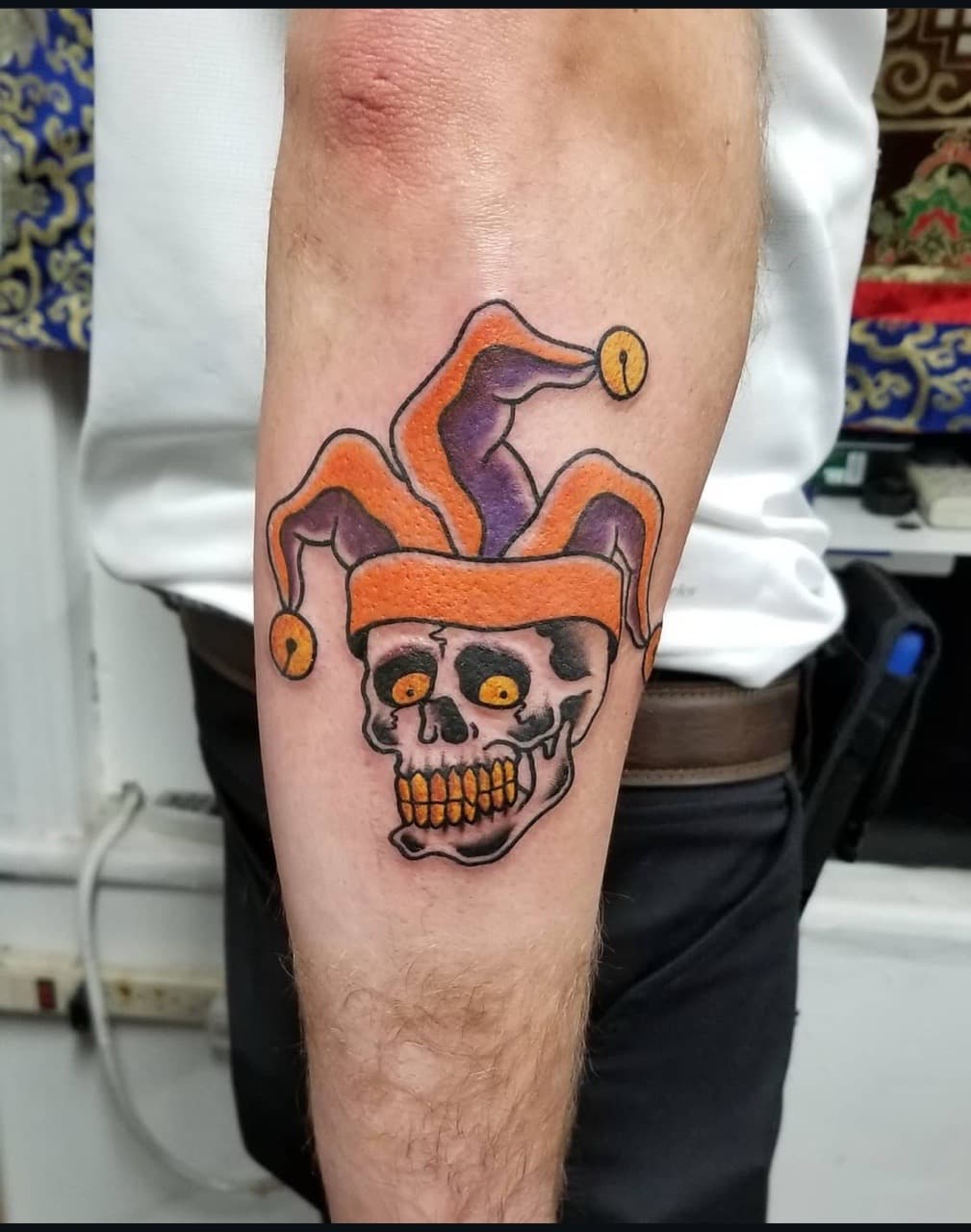 Traditional + American Traditional skull tattoo on Forearm by abutattoo1 on TattMe