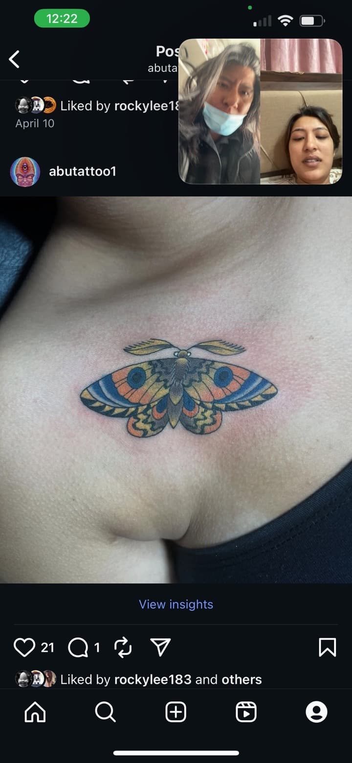 Color + Neo-Traditional moth tattoo on Sternum by abutattoo1 on TattMe