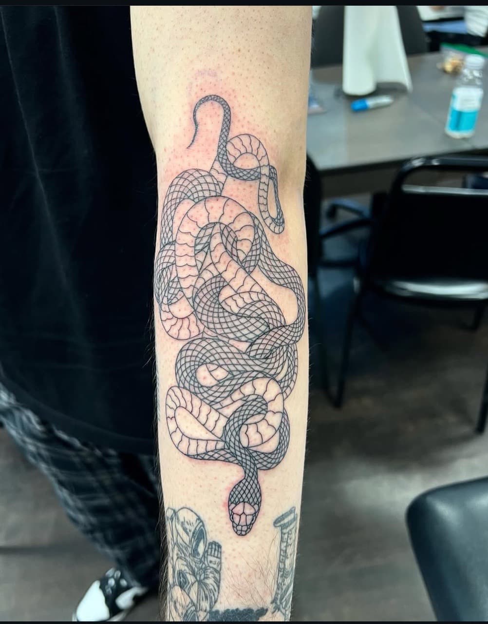 Line-work + Black-work snake tattoo on Forearm by abutattoo1 on TattMe