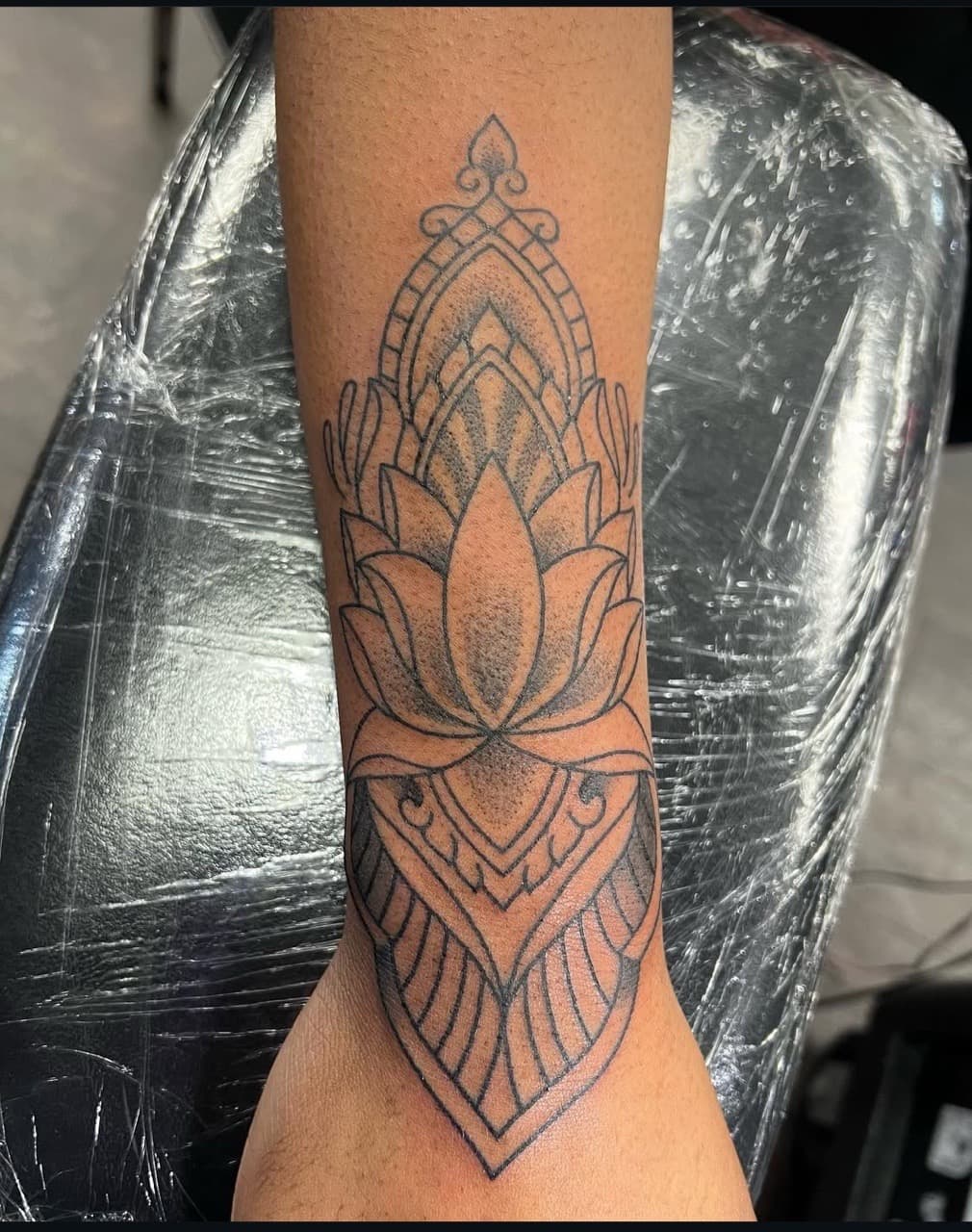 Mandala + Dot-work lotus tattoo on Forearm by abutattoo1 on TattMe