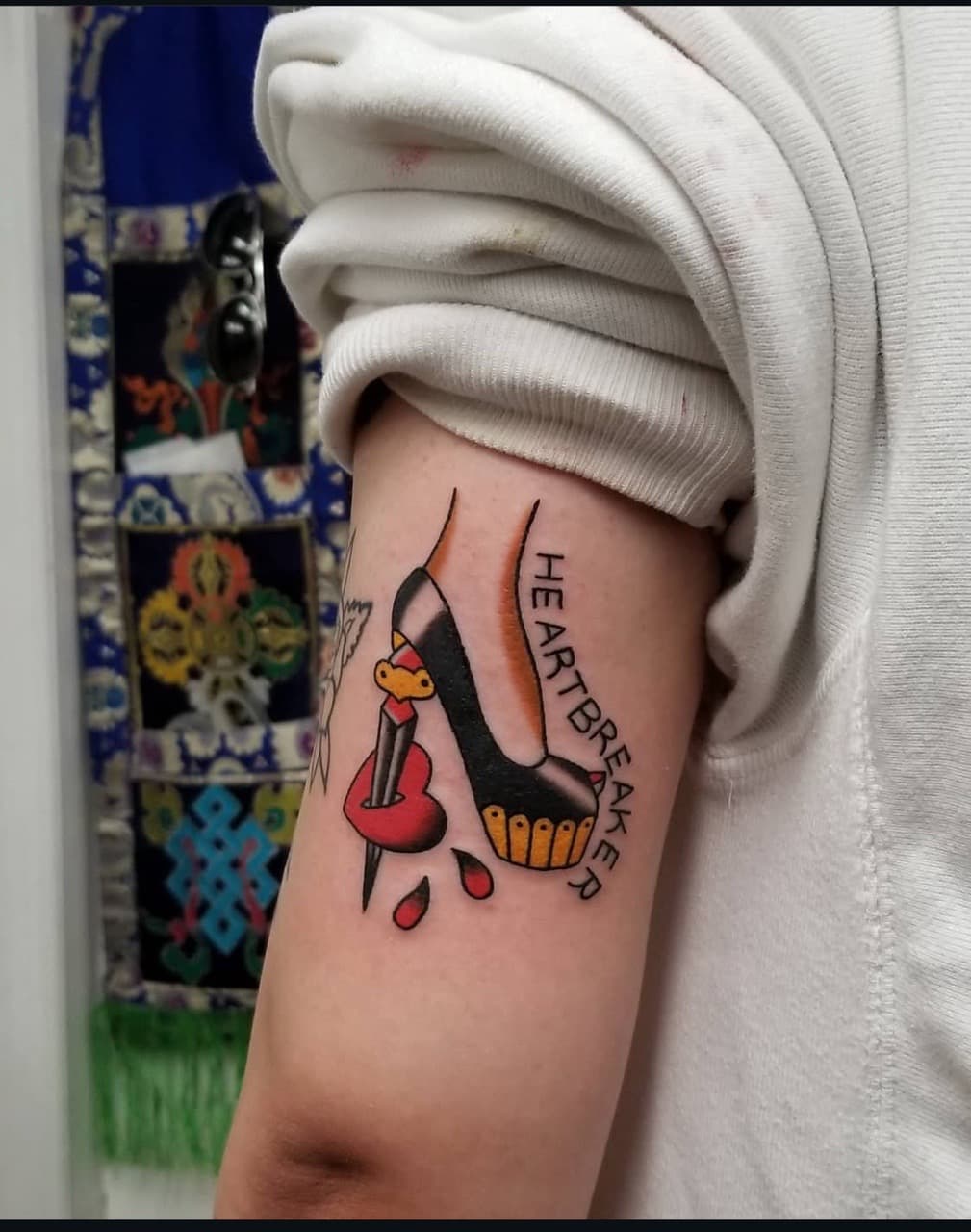 American Traditional + Color heart tattoo on Upper Arm by abutattoo1 on TattMe