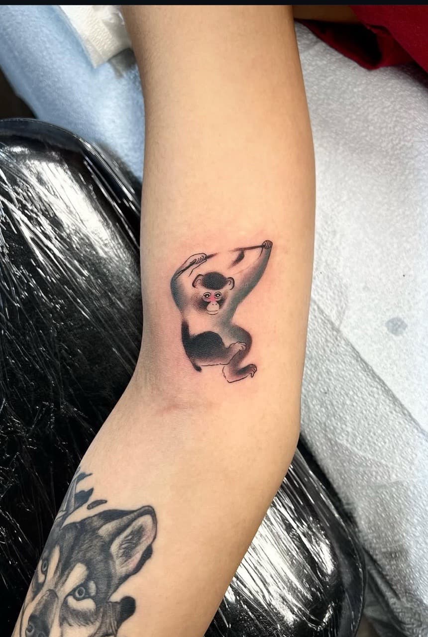 Illustrative + Black & Grey monkey tattoo on Forearm by abutattoo1 on TattMe