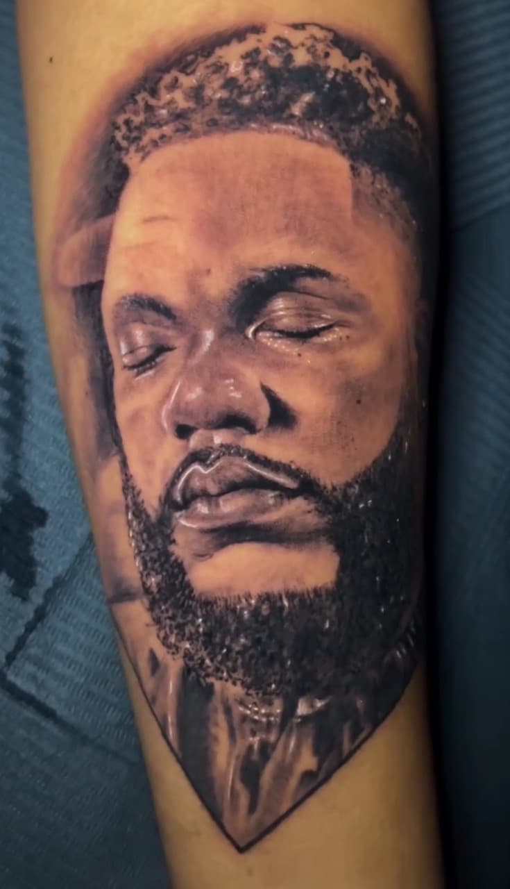 Realism + Black & Grey man tattoo on Forearm by XRayVizionz on TattMe