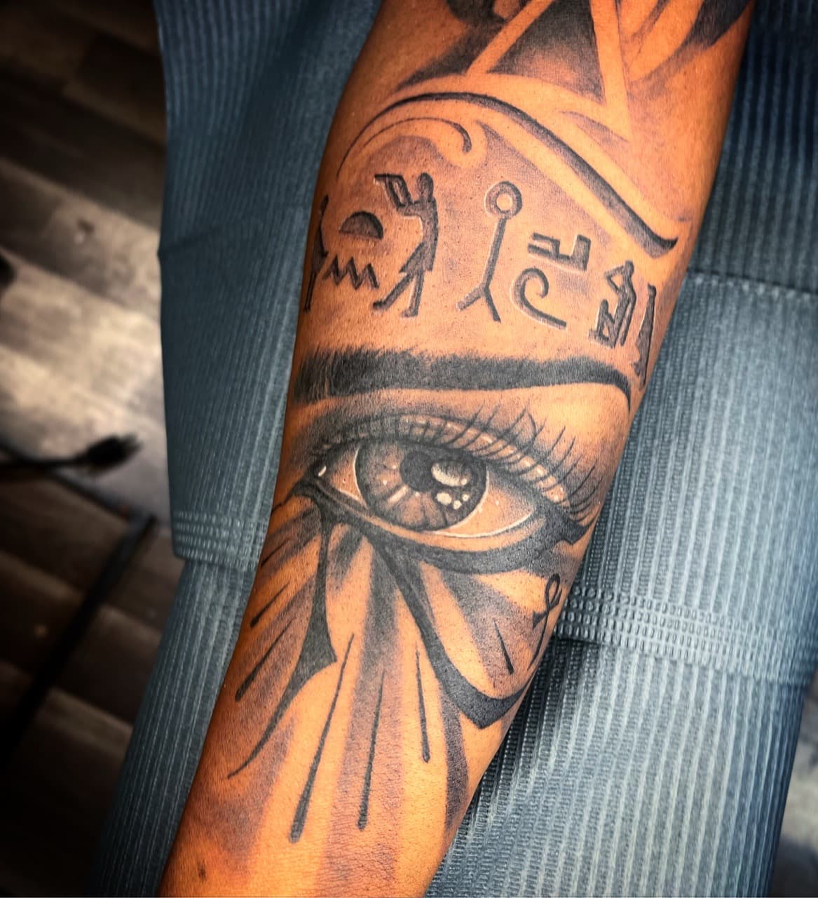 Black & Grey + Illustrative eye tattoo on Forearm by XRayVizionz on TattMe
