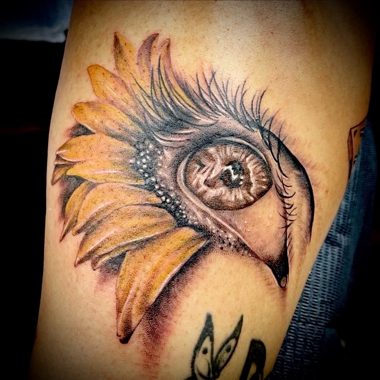 Realism + Color eye tattoo on Upper Arm by XRayVizionz on TattMe