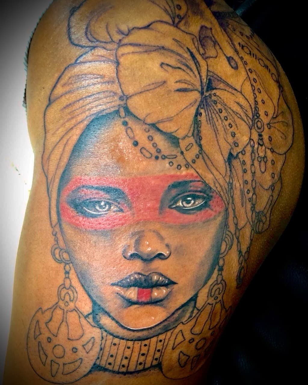 Portrait + Illustrative woman tattoo by XRayVizionz on TattMe