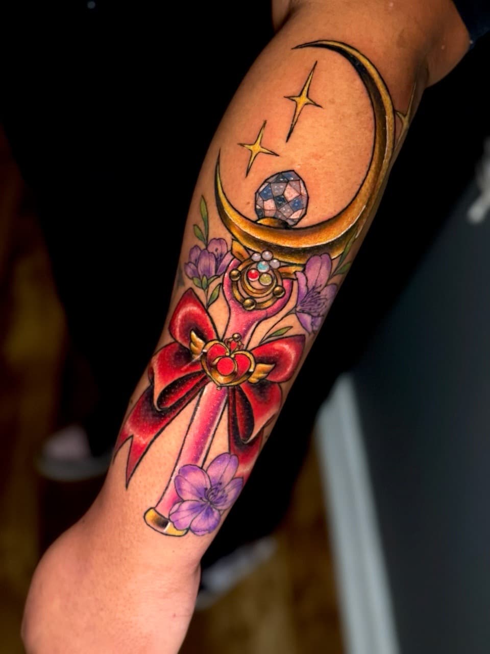 Anime + Color magical staff tattoo on Forearm by Ria_Rabitt on TattMe
