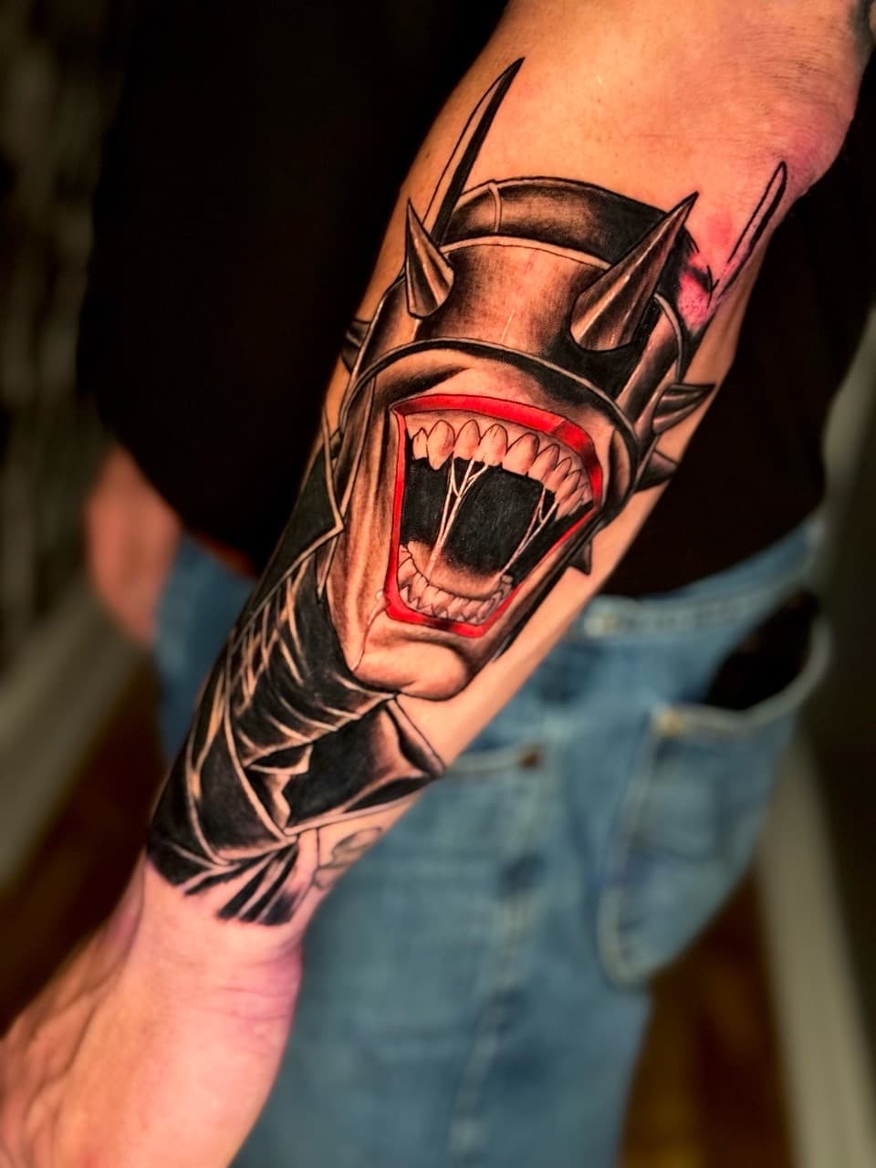 Black & Grey + Color mask tattoo on Forearm by Ria_Rabitt on TattMe