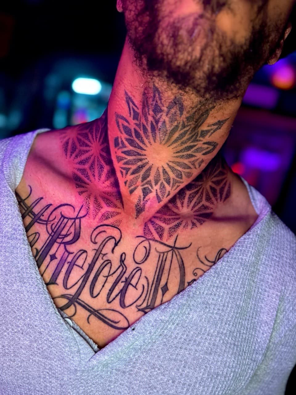 Dot-work + Lettering dotwork tattoo on Chest by Ria_Rabitt on TattMe