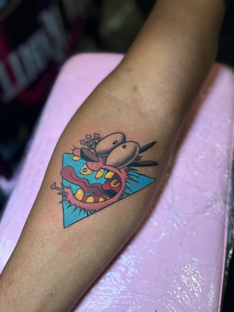 Cartoon + Pop Culture courage the cowardly dog tattoo on Forearm by Ria_Rabitt on TattMe