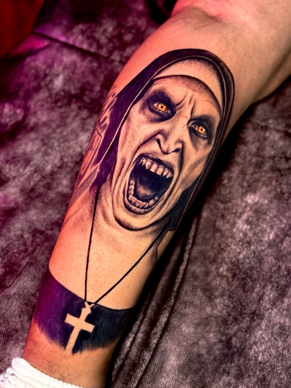 Black & Grey + Realism nun tattoo on Forearm by Ria_Rabitt on TattMe