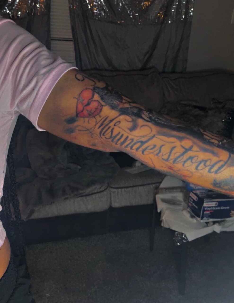 Lettering + Script broken heart tattoo on Upper Arm by JayInkzTattoos on TattMe