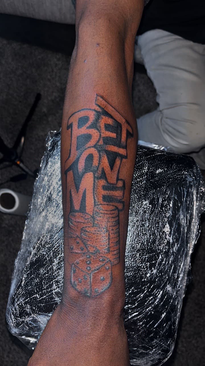 Lettering + Color bet tattoo on Forearm by JayInkzTattoos on TattMe