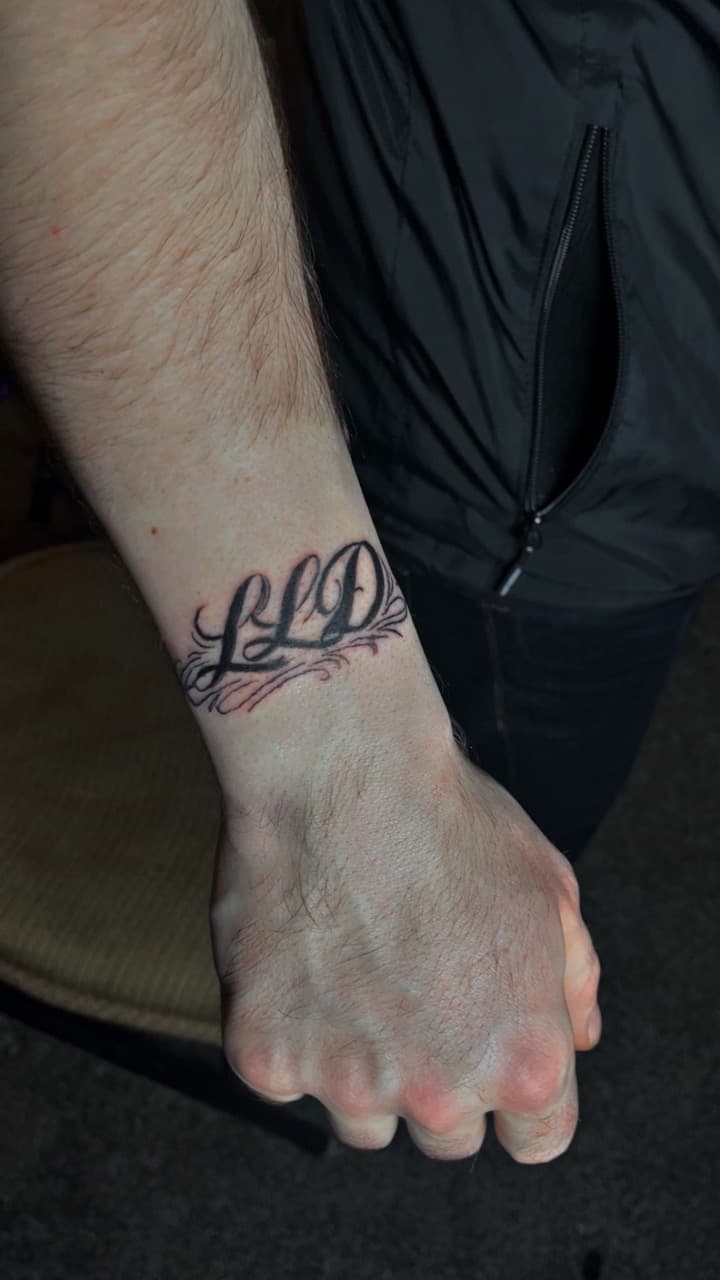 Lettering + Script initials tattoo on Wrist by JayInkzTattoos on TattMe
