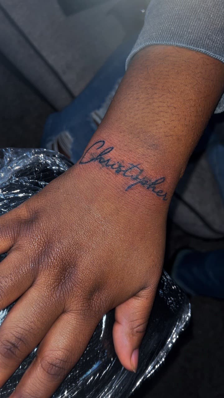 Lettering + Script name tattoo on Wrist by JayInkzTattoos on TattMe
