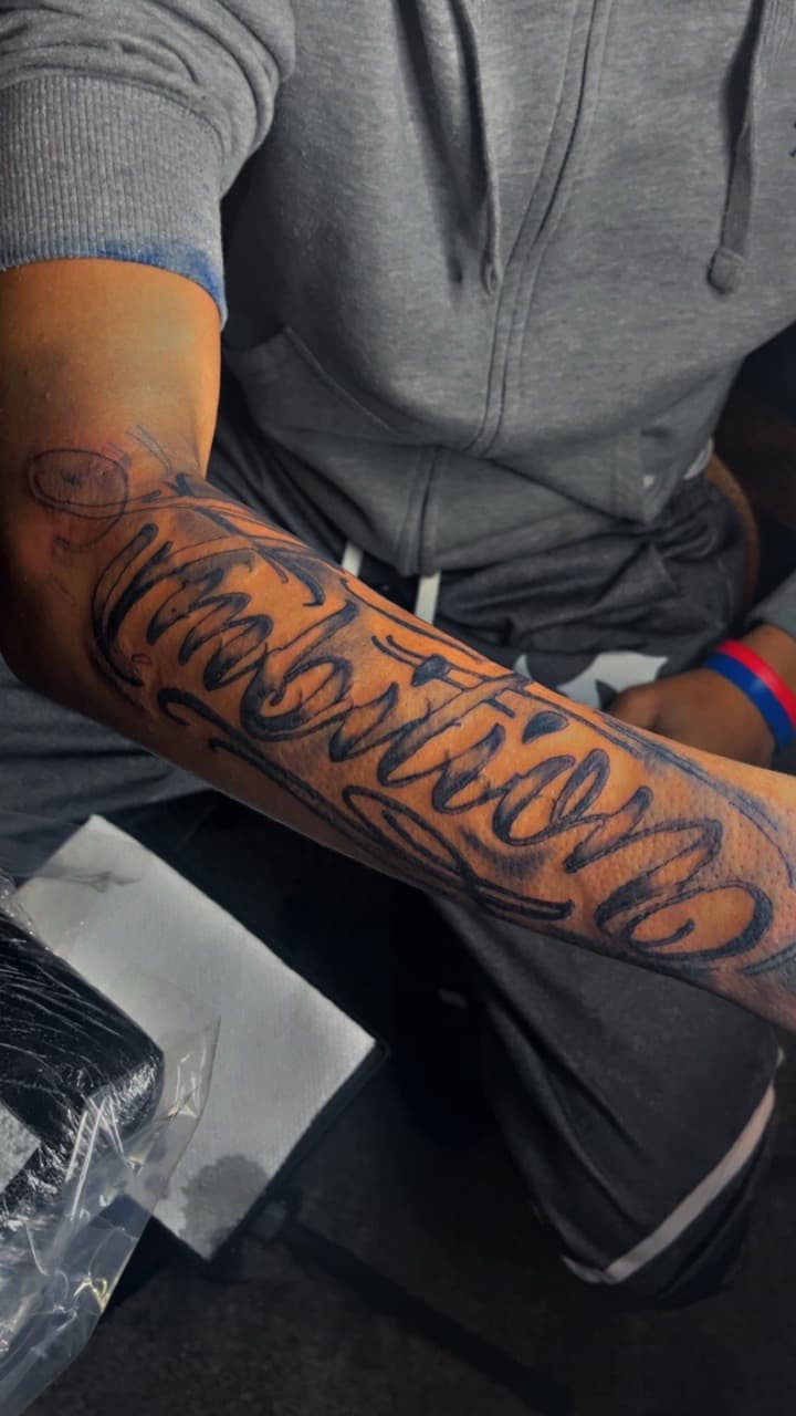 Lettering + Script cursive tattoo on Forearm by JayInkzTattoos on TattMe