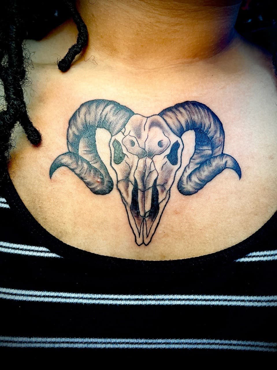 Black & Grey + Realism ram tattoo on Chest by graypaint on TattMe