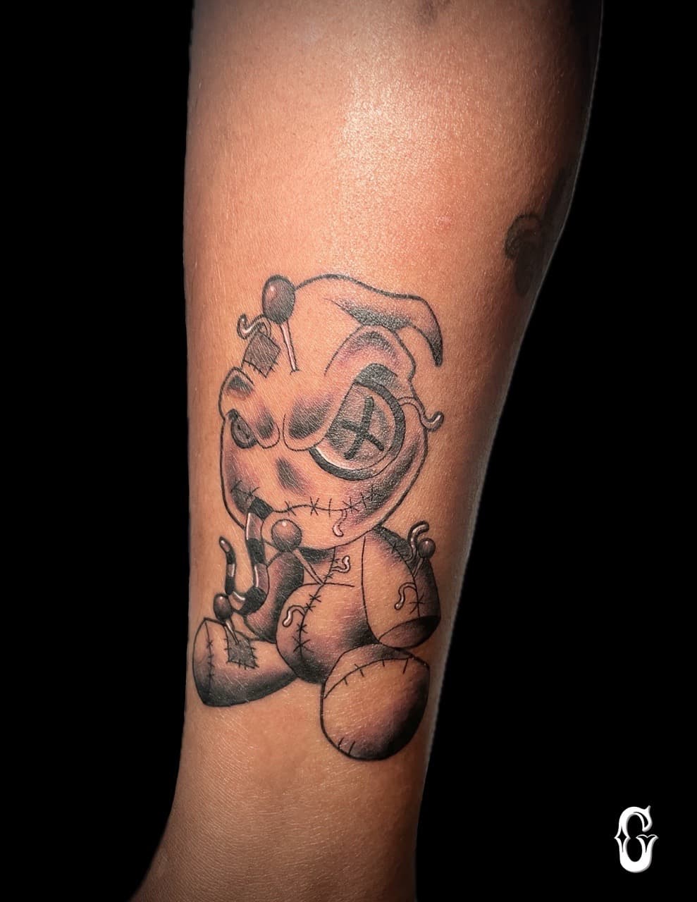 Black & Grey + Illustrative voodoo doll tattoo on Forearm by graypaint on TattMe