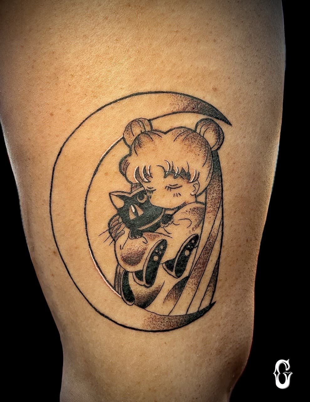 Anime + Pop Culture girl tattoo on Upper Arm by graypaint on TattMe