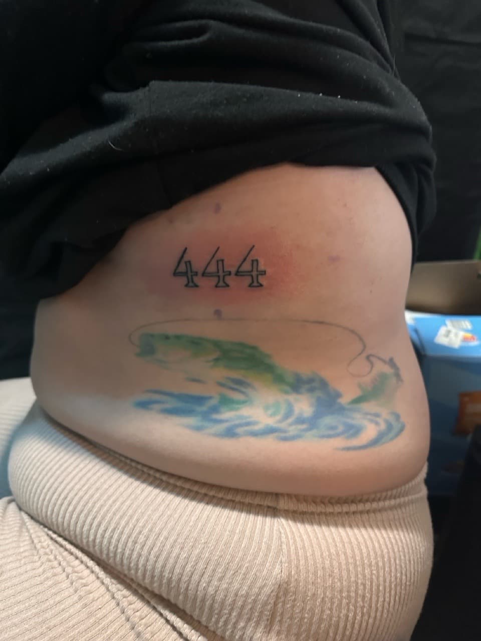 Lettering + Color fish tattoo on Ribs by TattsByBoogzz on TattMe