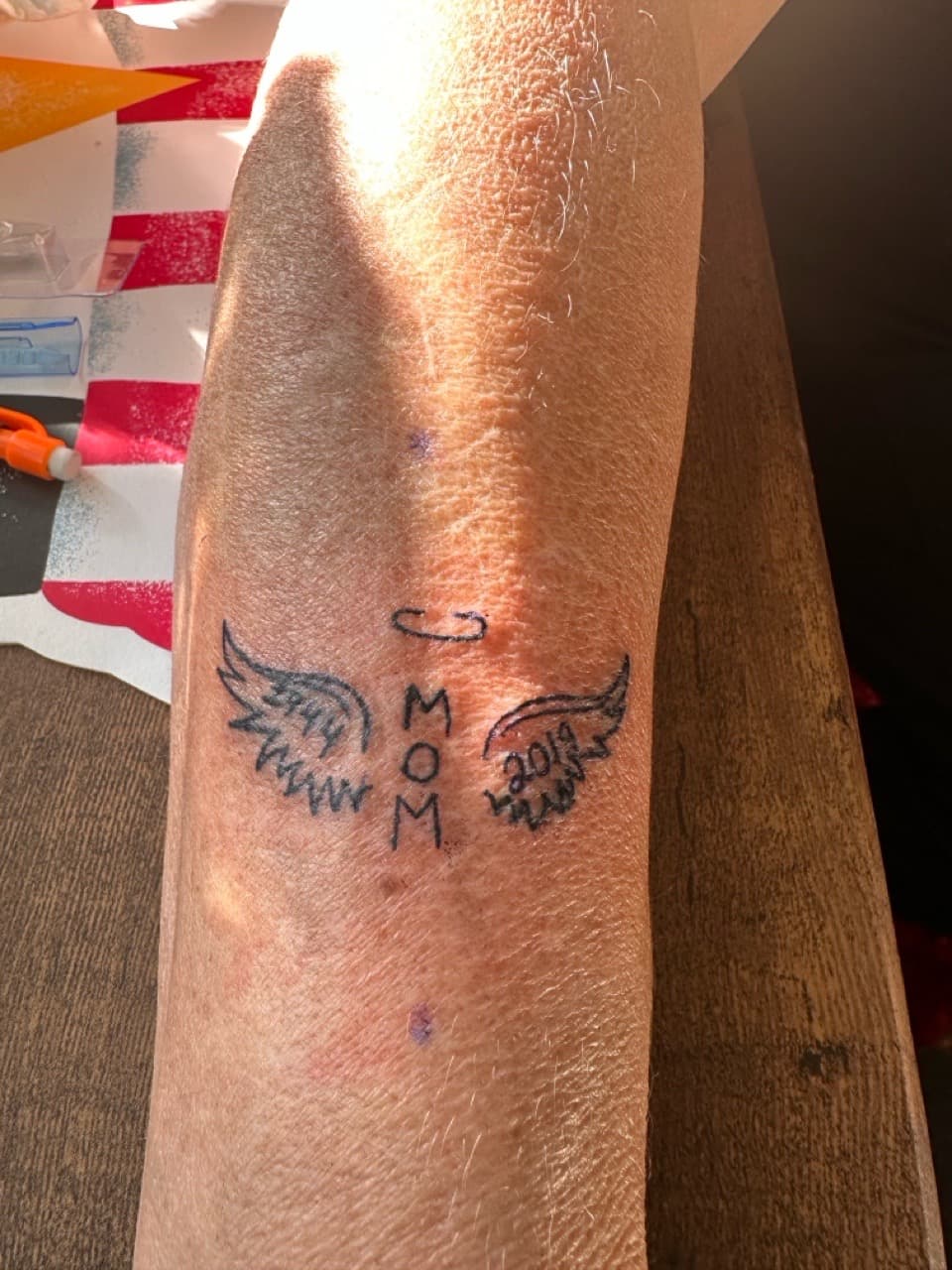 Lettering + Black-work mom tattoo on Upper Arm by TattsByBoogzz on TattMe