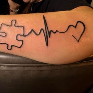 Fine Line + Line-work puzzle piece tattoo on Forearm by TattsByBoogzz on TattMe