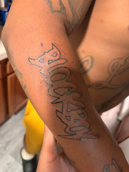 Lettering + Script name tattoo on Forearm by TattsByBoogzz on TattMe