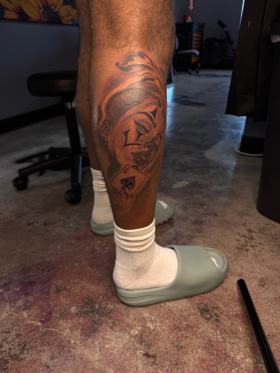 Black & Grey + Chicano woman tattoo on Calf by Sketch_By_Lex on TattMe
