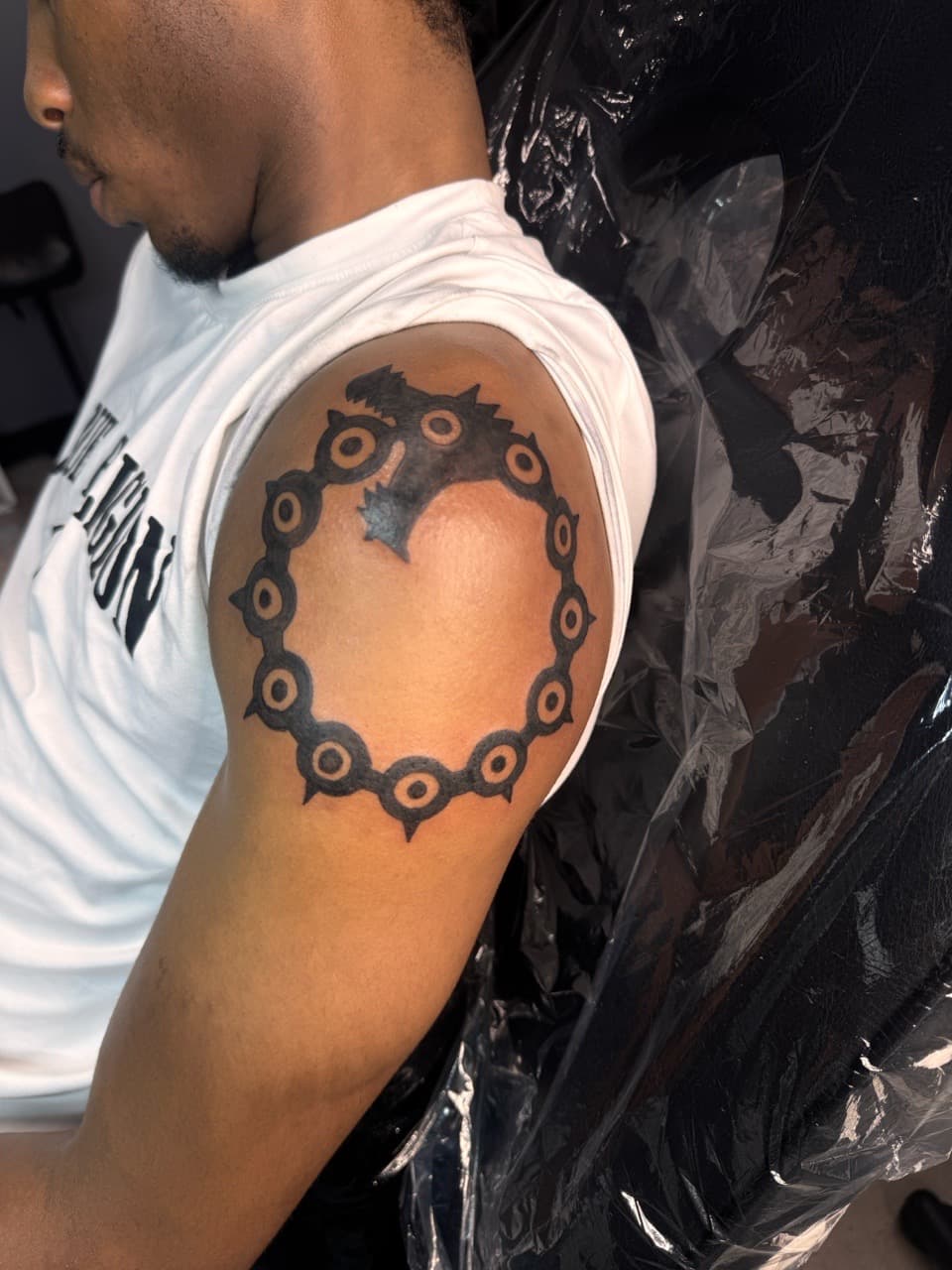 Black-work + Anime dragon tattoo on Shoulder by Sketch_By_Lex on TattMe