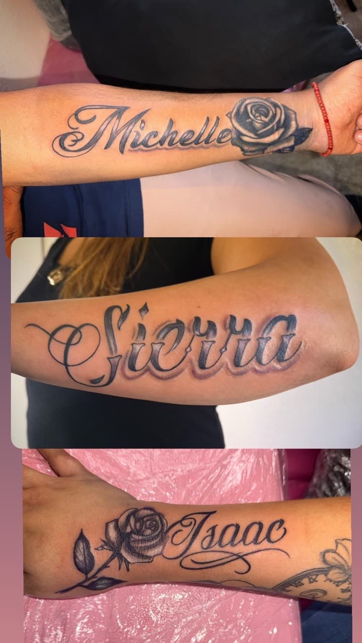 Lettering + Script names tattoo on Forearm by Marissa_Marie_Tatts on TattMe