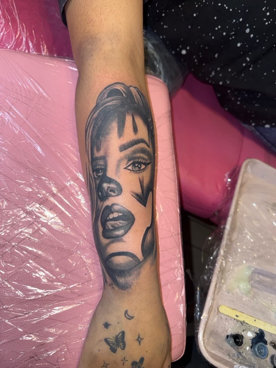 Black & Grey + Portrait woman tattoo on Forearm by Marissa_Marie_Tatts on TattMe