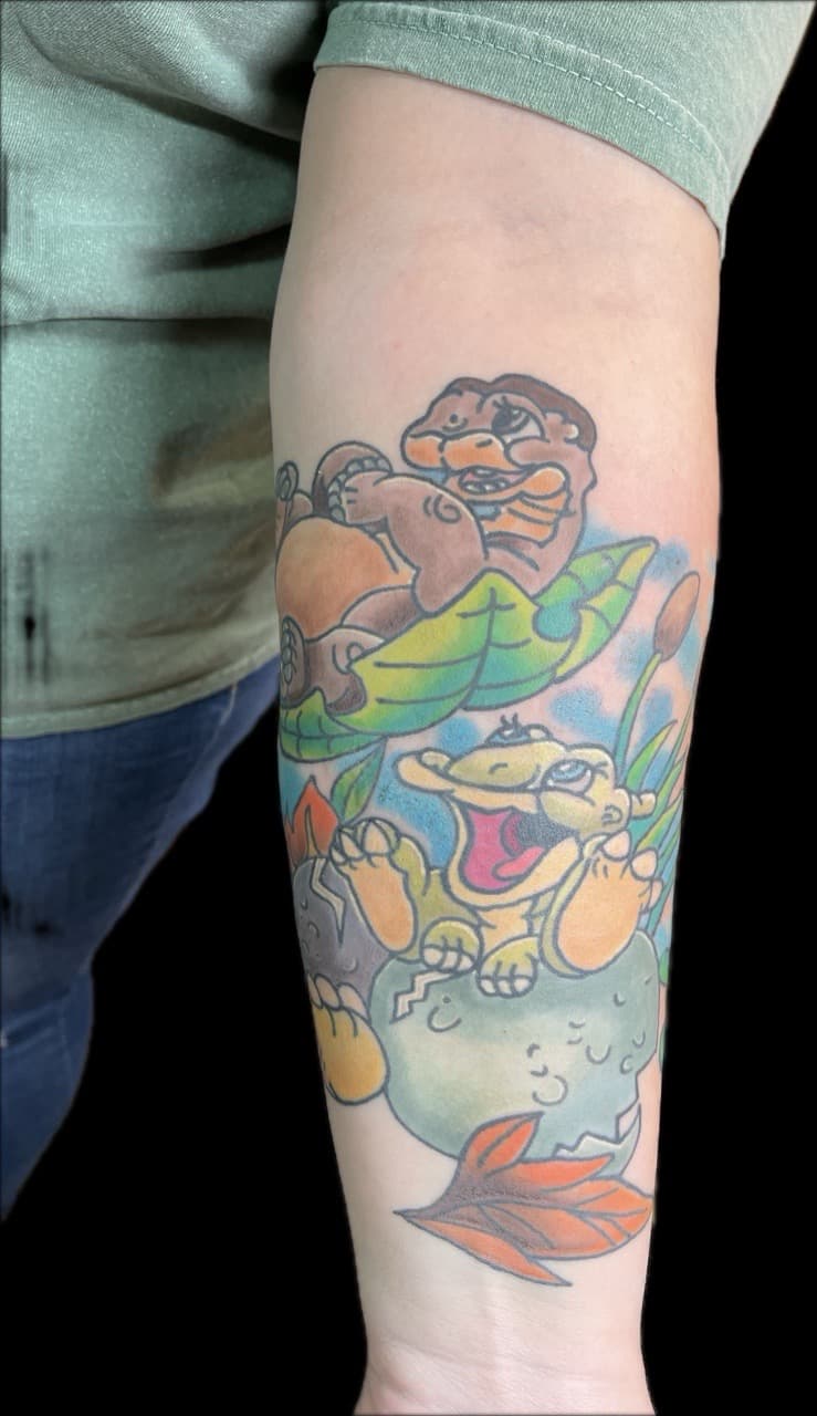 Cartoon + New School turtle tattoo on Forearm by Carmela_Bella on TattMe