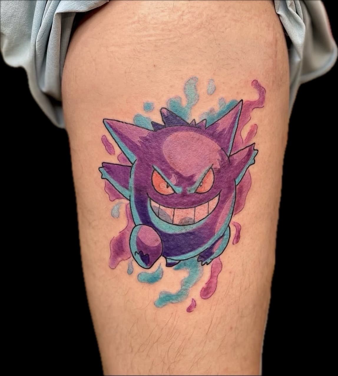 Color + Cartoon pokemon tattoo on Thigh by Carmela_Bella on TattMe