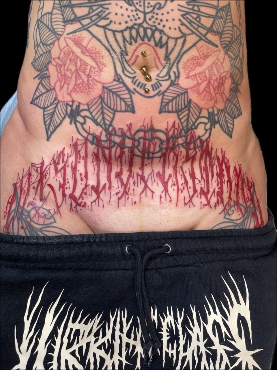 Neo-Traditional + Floral creature tattoo on Stomach by Carmela_Bella on TattMe