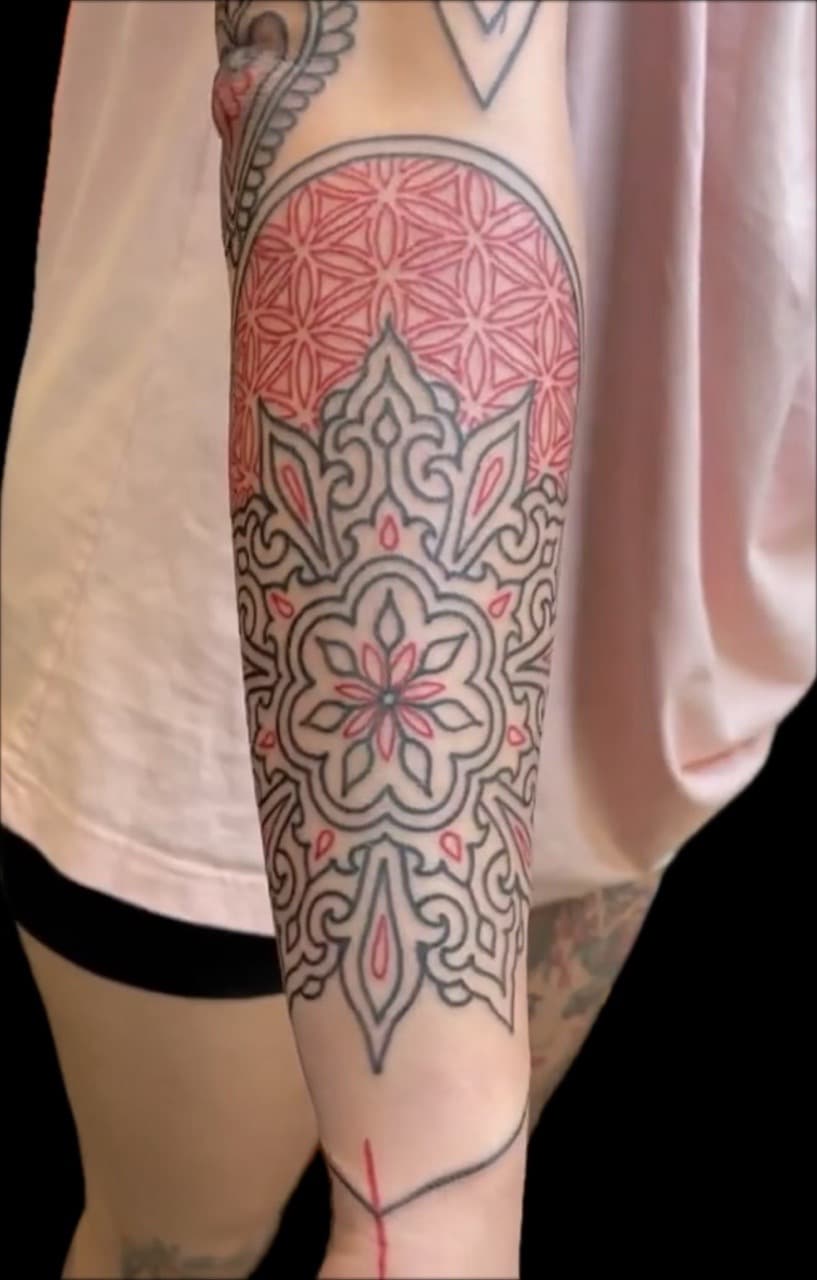 Geometric + Mandala geometric pattern tattoo on Forearm by Carmela_Bella on TattMe