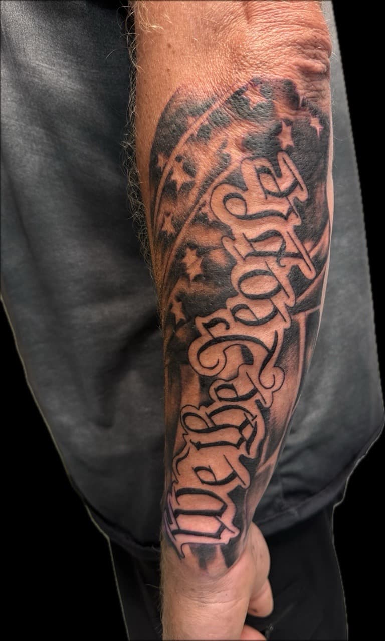 Lettering + Script stars tattoo on Forearm by Carmela_Bella on TattMe