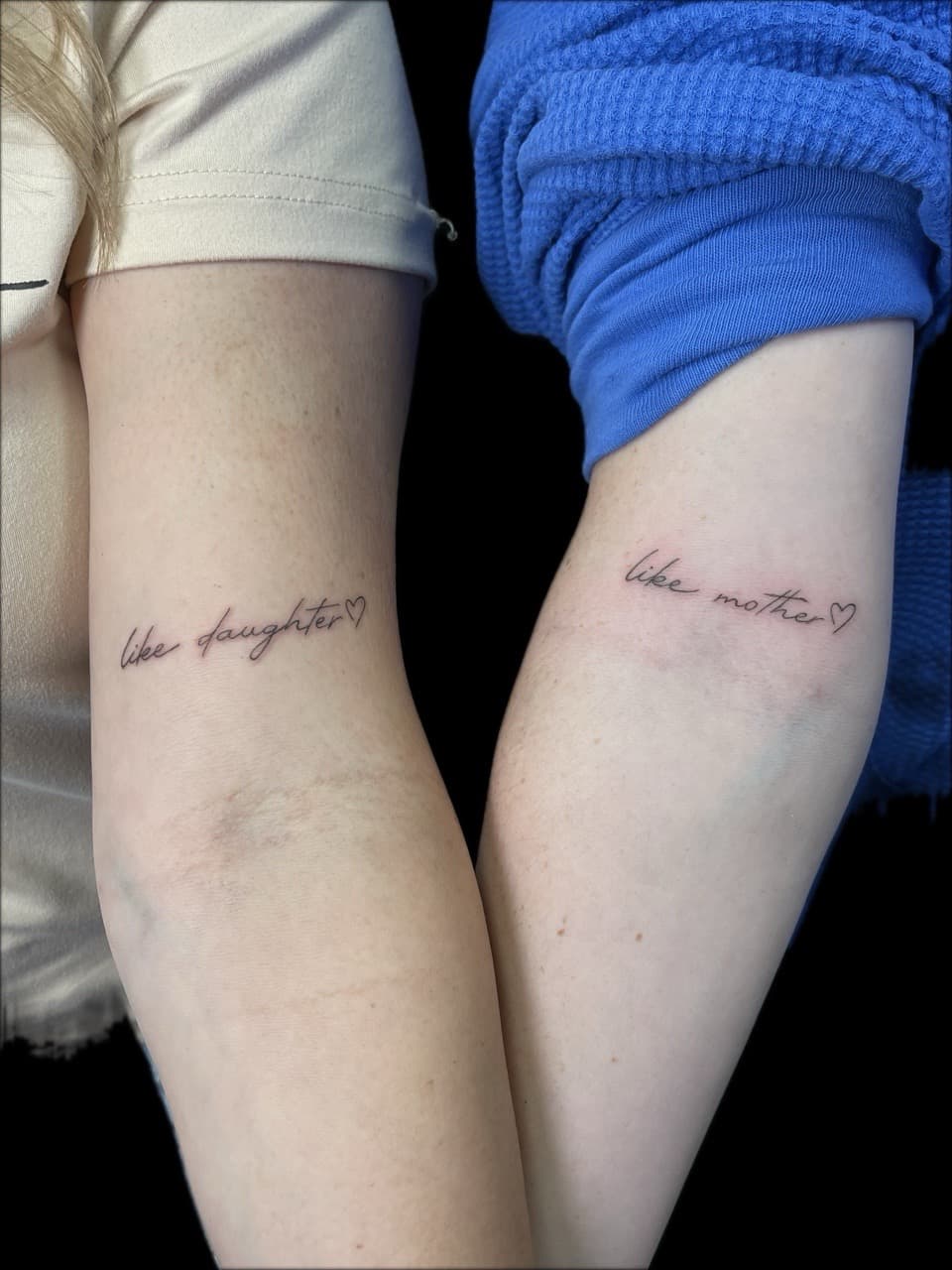Lettering + Script heart tattoo on Upper Arm by Carmela_Bella on TattMe