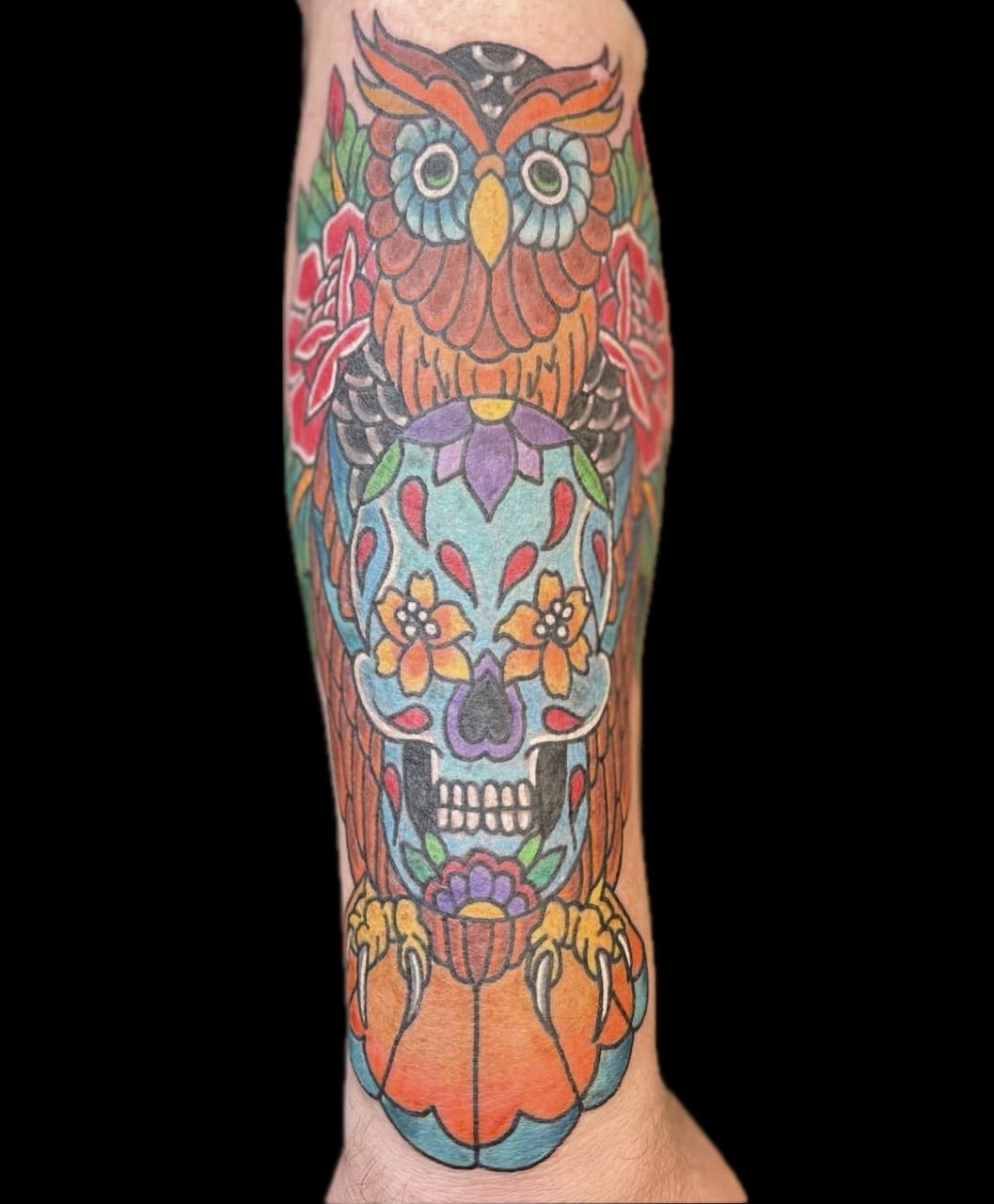 Neo-Traditional + Illustrative owl tattoo on Forearm by Carmela_Bella on TattMe