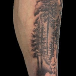Black & Grey + Illustrative forest tattoo on Forearm by Carmela_Bella on TattMe