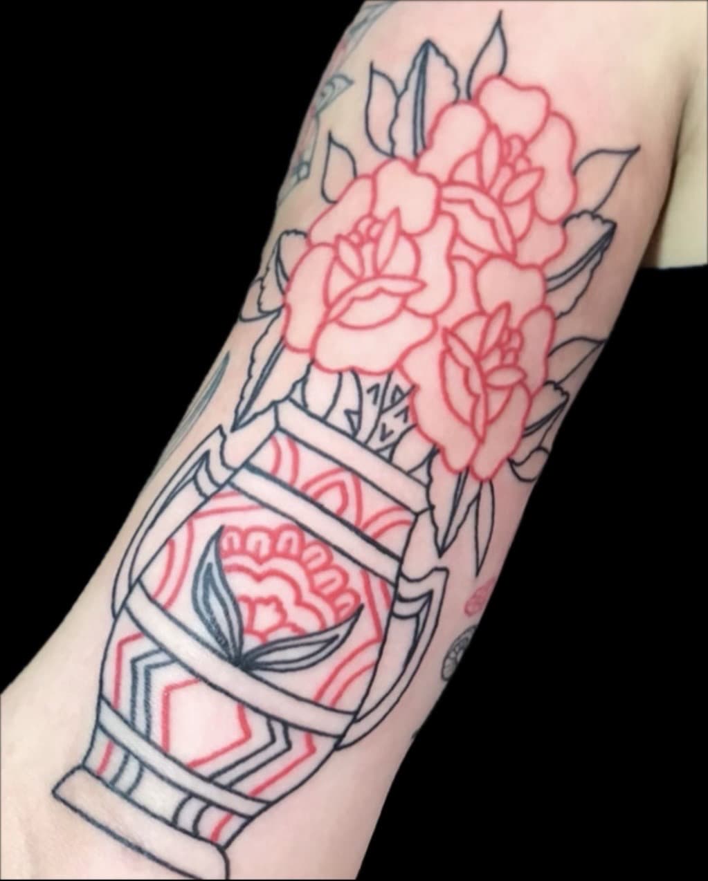 Traditional + Floral flowers tattoo on Upper Arm by Carmela_Bella on TattMe
