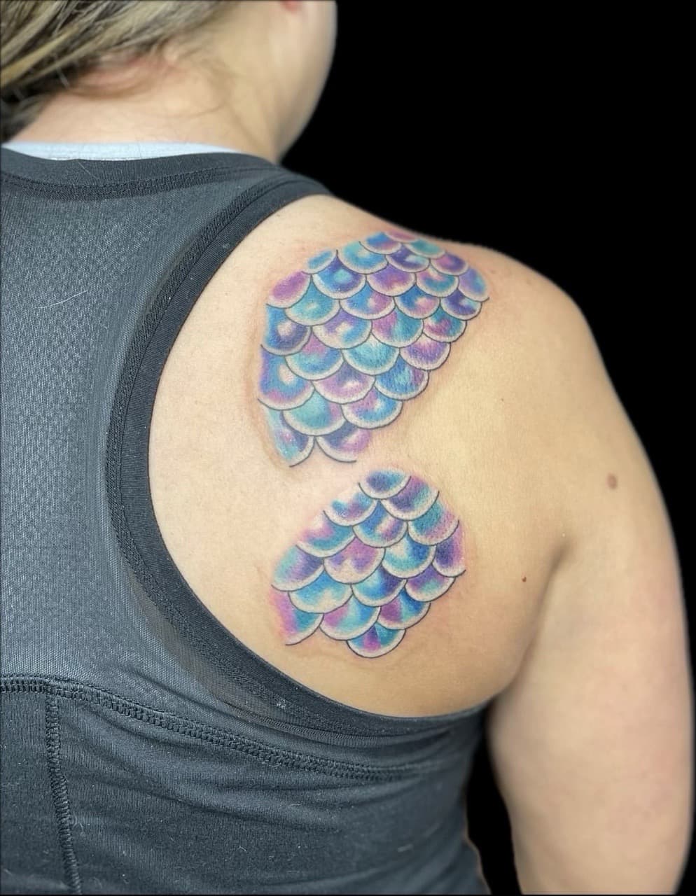 Color + Illustrative mermaid tattoo on Shoulder Blade by Carmela_Bella on TattMe