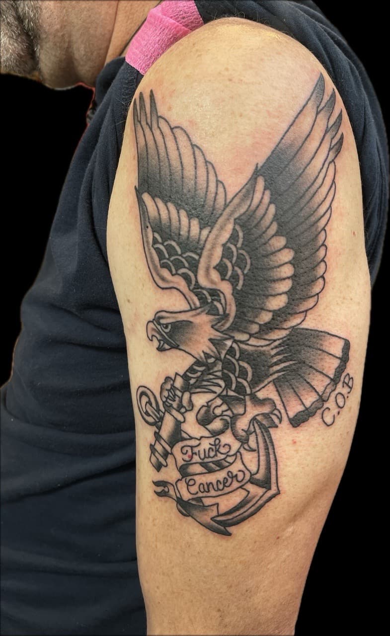 Traditional + American Traditional eagle tattoo on Upper Arm by Carmela_Bella on TattMe