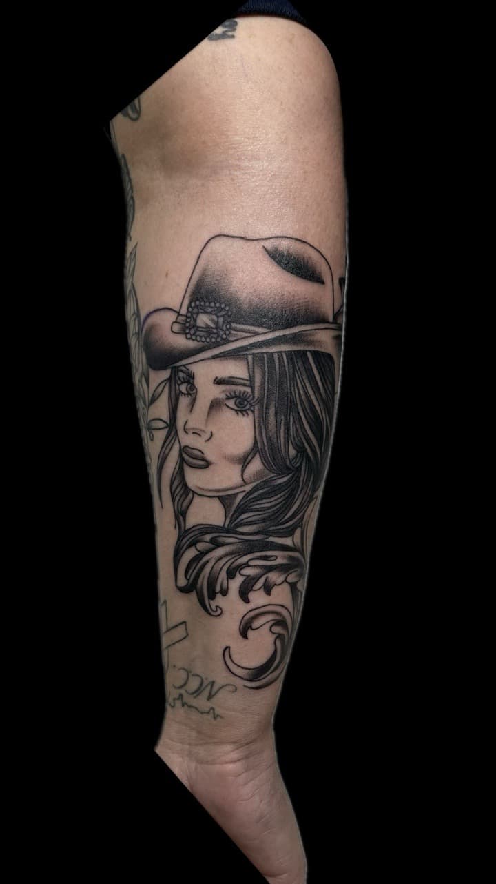 Black & Grey + Illustrative woman tattoo on Forearm by Carmela_Bella on TattMe