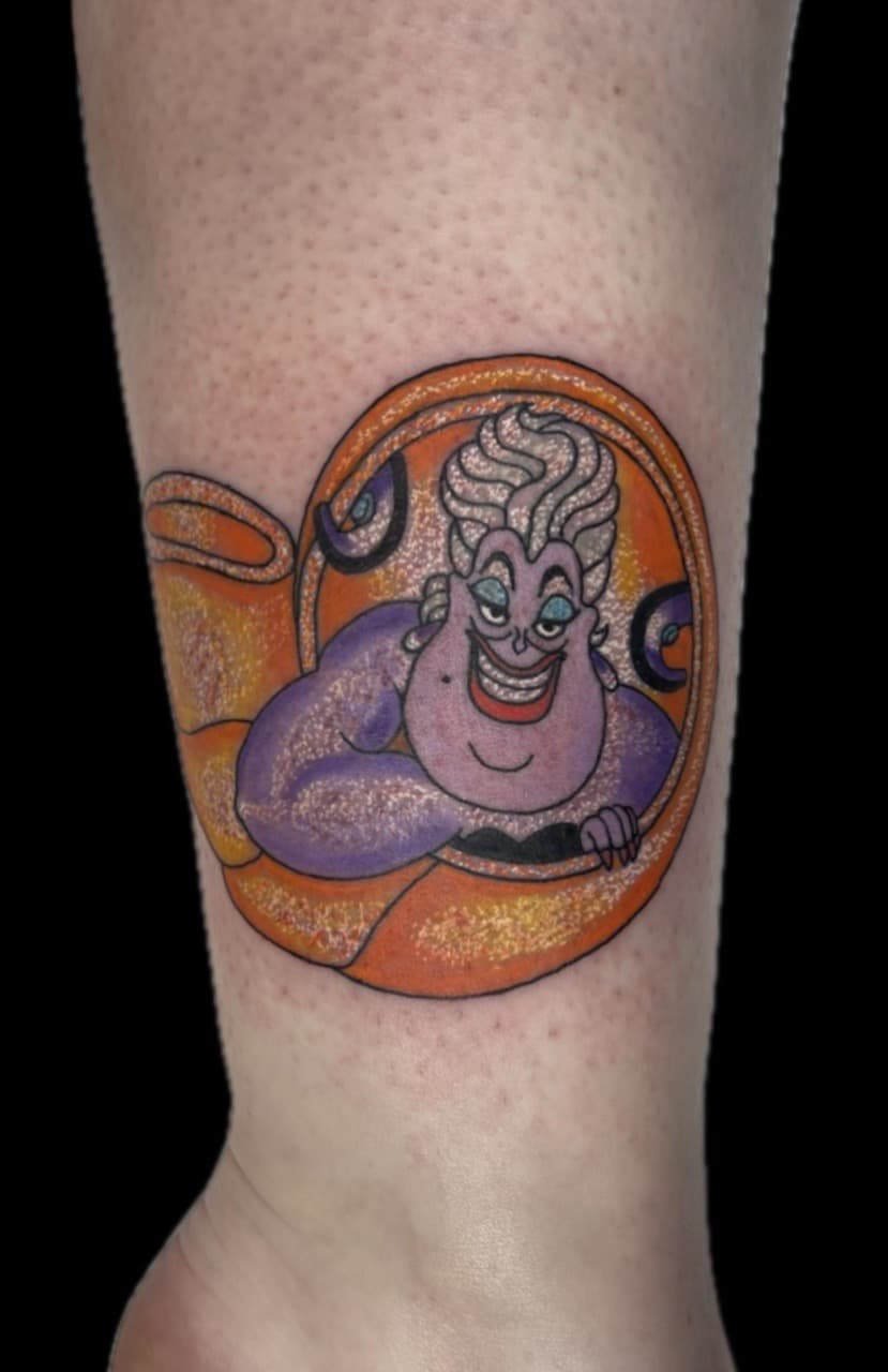 Cartoon + Color ursula tattoo on Ankle by Carmela_Bella on TattMe