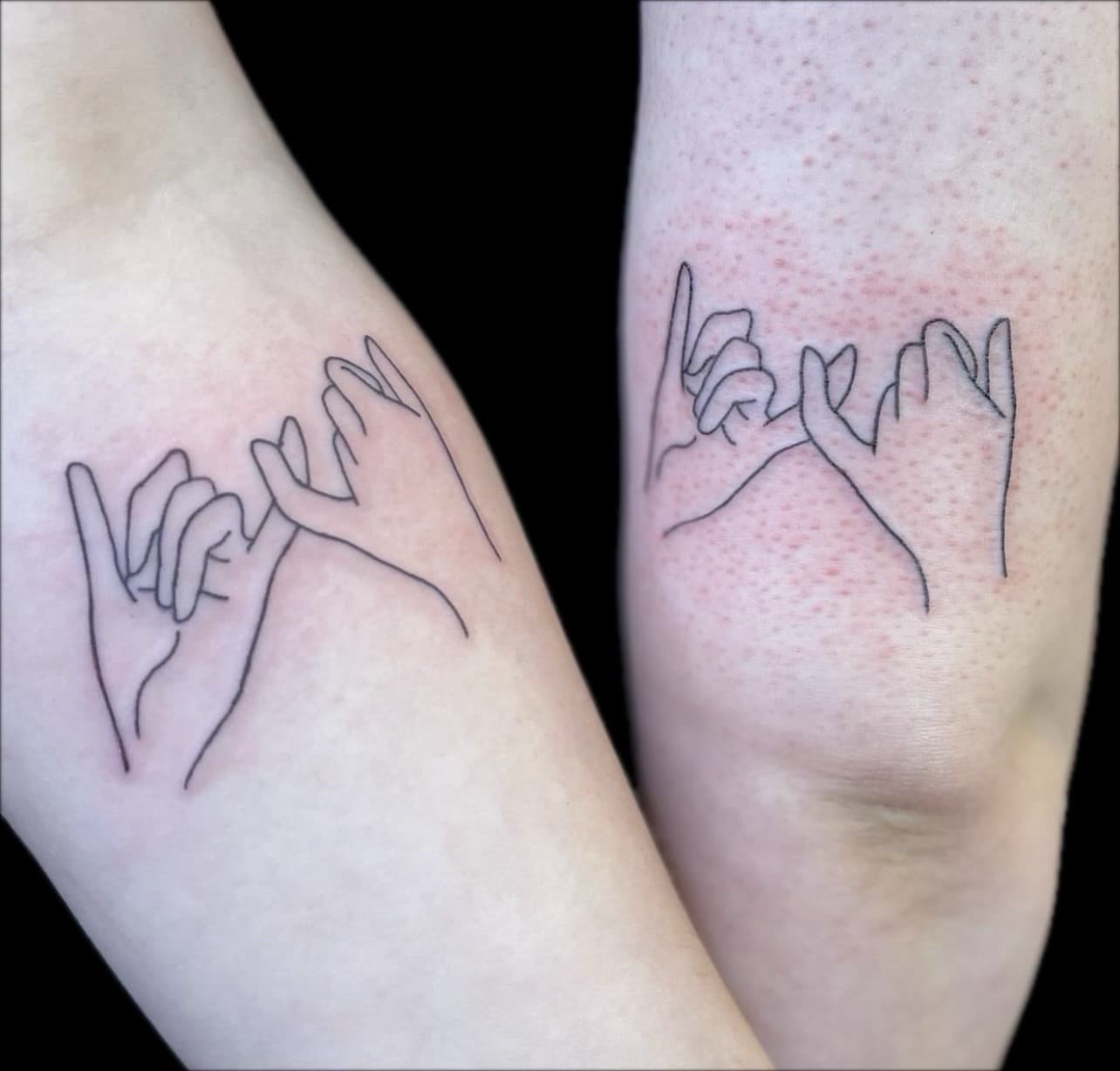 Fine Line + Minimalist hands tattoo on Upper Arm by Carmela_Bella on TattMe