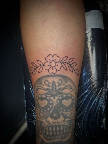 Fine Line + Minimalist flower tattoo on Forearm by Jr on TattMe