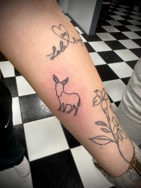 Line-work + Fine Line donkey tattoo on Forearm by Jr on TattMe
